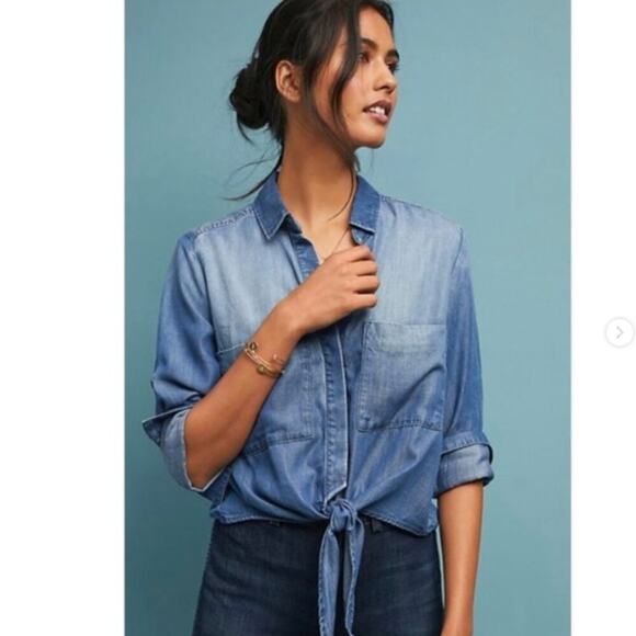 Cloth & Stone Long Sleeve Newtown Chambray Buttondown Blue XS - Picture 1 of 9